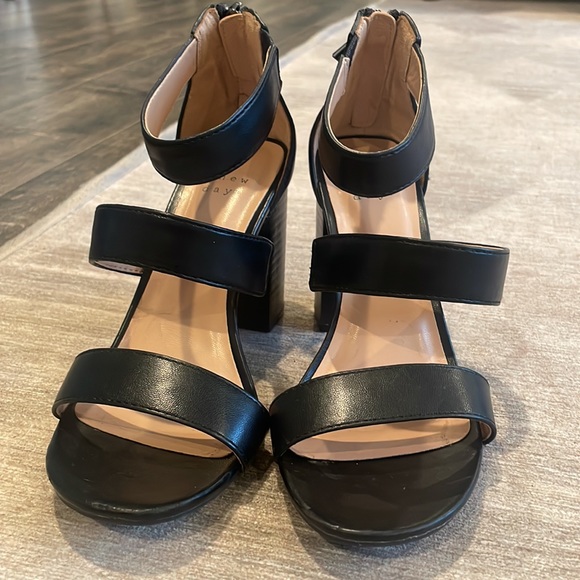 Black Leather 3-Strap a new day Heels - Picture 3 of 5